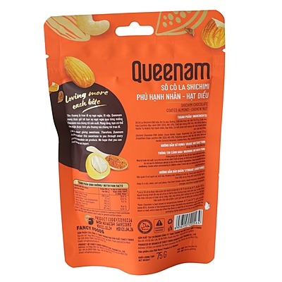 QN09 - (ORANGE) Socola Shicimi phu hat hanh nhan - hat đieu/Shichimi Chocolate Coated Almond Cashew Nut