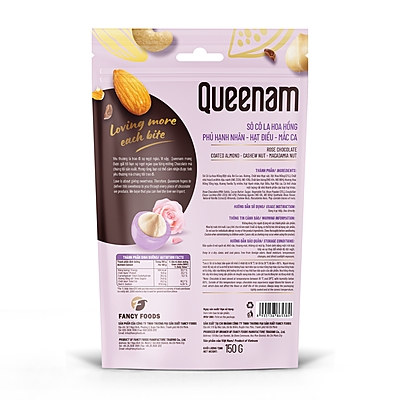 QN06 - Socola hoa hong phu hat hanh nhan-hat dieu-mac ca/ Rose Chocolate Coated Almond-Cashew Nut-Macadamia Nut