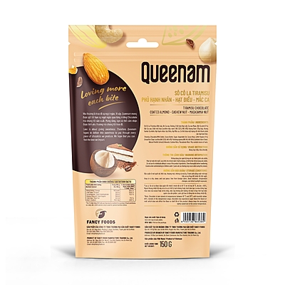QN02 - Socola tiramisu phu hat hanh nhan-hat dieu-mac ca/ Tiramisu Chocolate Coated Almond-Cashew Nut-Macadamia Nut