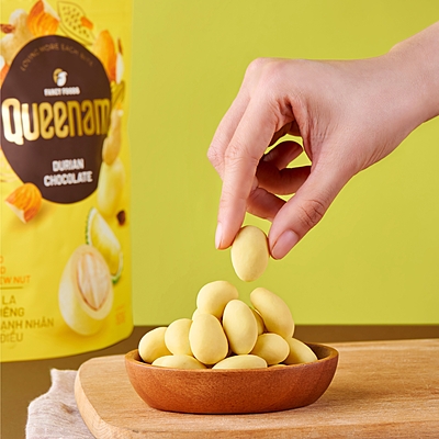 QN07 - Socola sau rieng phu hat hanh nhan-hat dieu/ Durian Chocolate Coated Almond-Cashew Nut