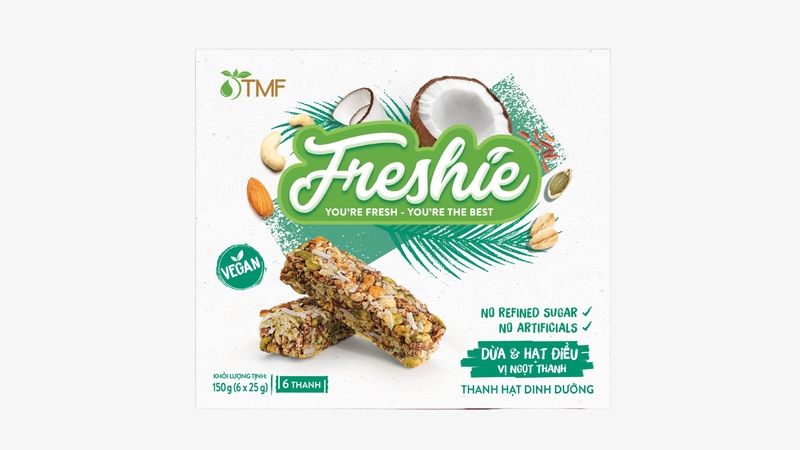 TMF03 - Thanh hat dinh duong dua & hat dieu/Freshie Granola Bar (Coconut & Cashew)