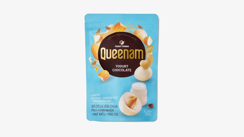 QN04 - (BLUE) Socola sua chua phu hat hanh nhan-hat dieu-mac ca/ Yogurt Chocolate Coated Almond-Cashew Nut-Macadamia Nut