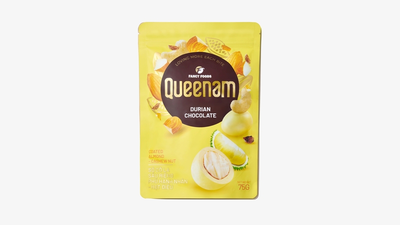 QN07 - (YELLOW) Socola sau rieng phu hat hanh nhan-hat dieu/ Durian Chocolate Coated Almond-Cashew Nut