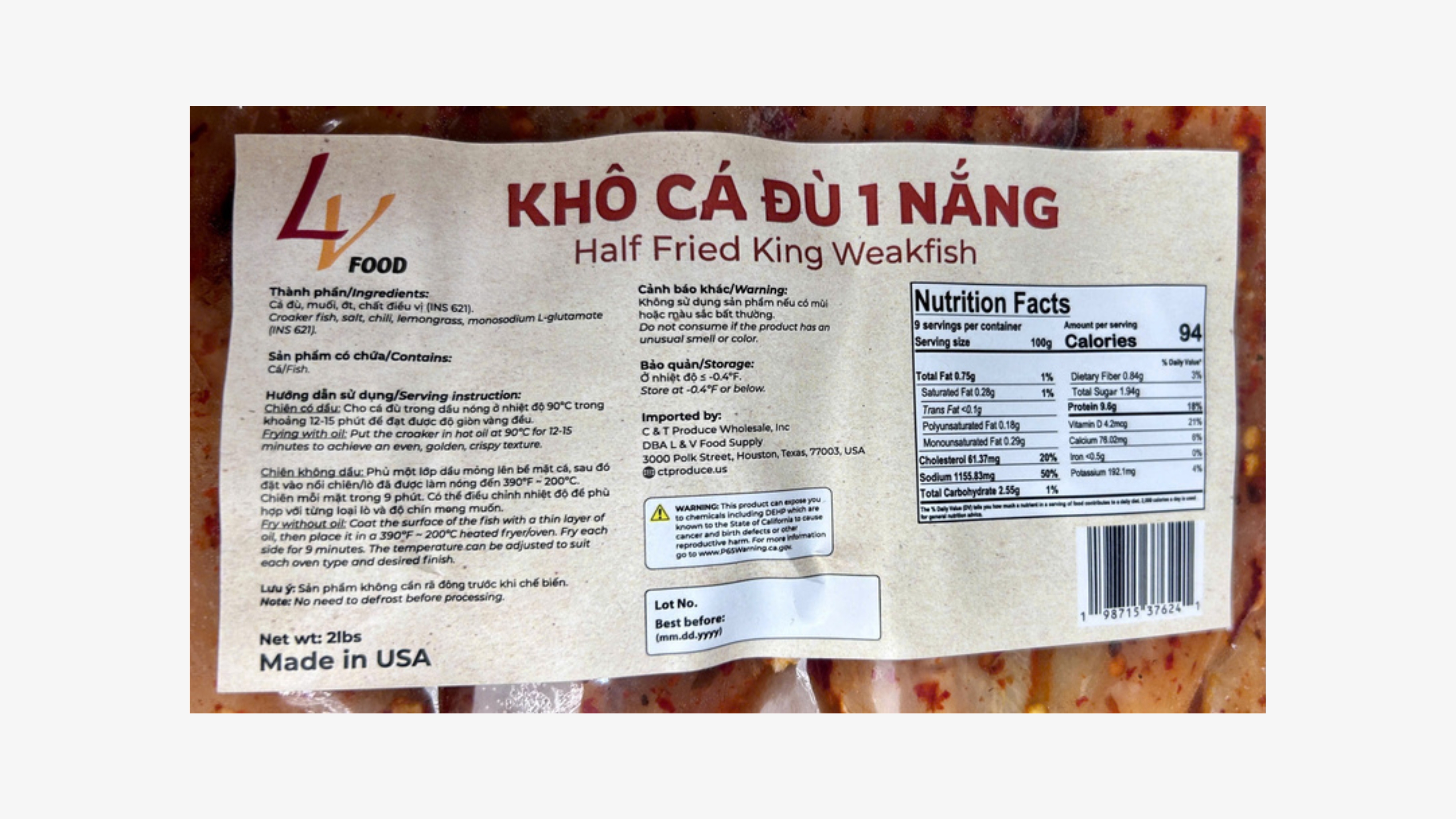 LV057 - Kho Ca Du Mot Nang / Half Dried King Weakfish Houston