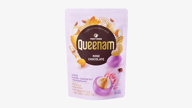QN06 - Socola hoa hong phu hat hanh nhan-hat dieu-mac ca/ Rose Chocolate Coated Almond-Cashew Nut-Macadamia Nut