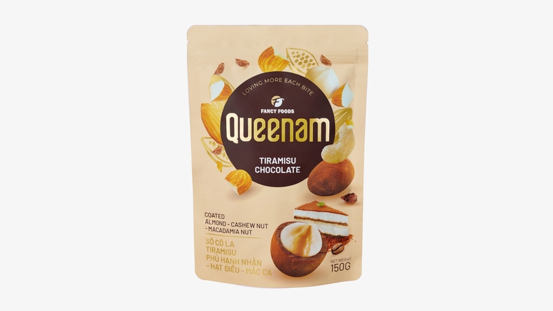QN02 - Socola tiramisu phu hat hanh nhan-hat dieu-mac ca/ Tiramisu Chocolate Coated Almond-Cashew Nut-Macadamia Nut