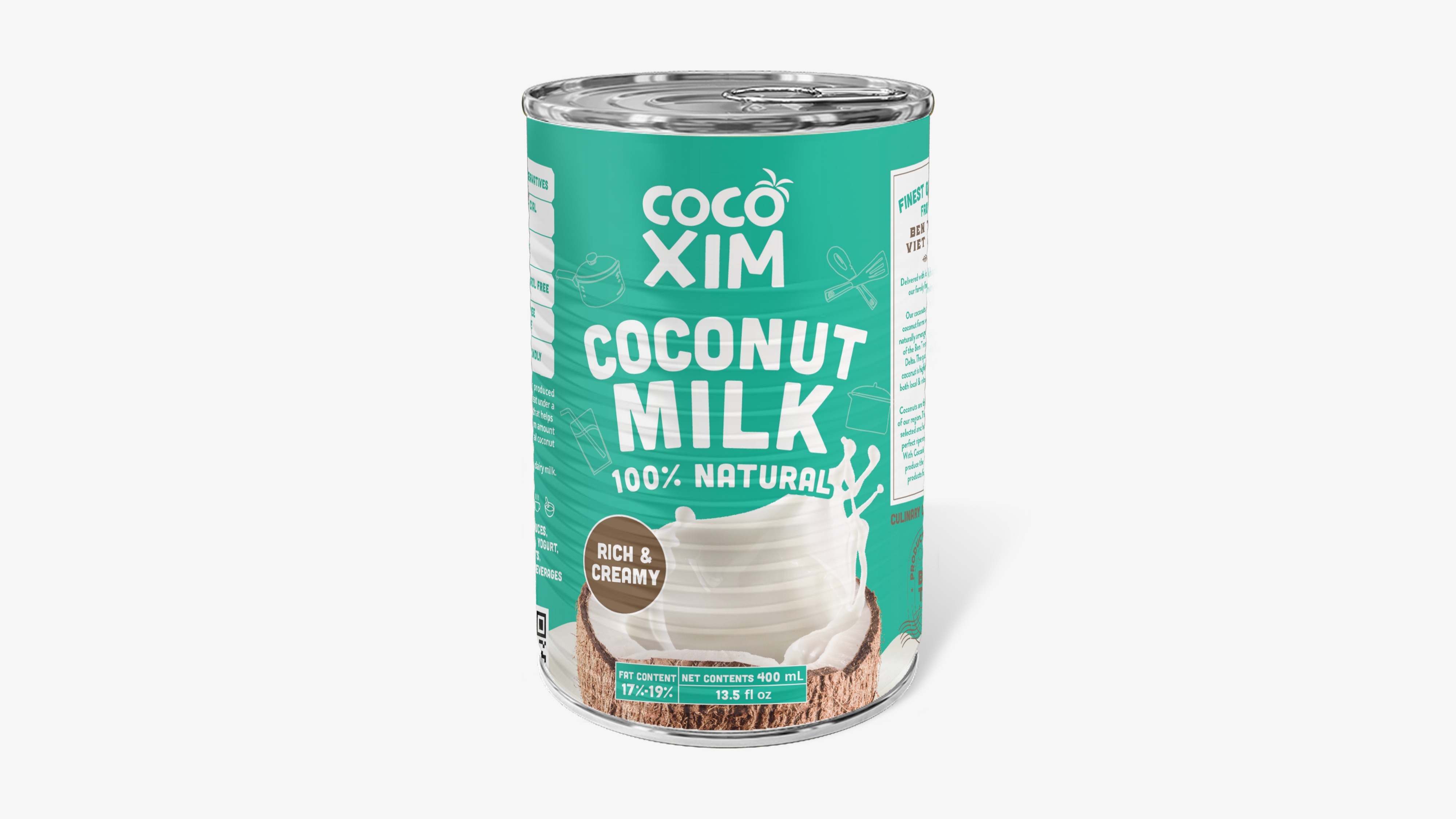 CM007-Cot Dua Lon* Coco Xim Coconut Milk Can 17-19% 400MLX12