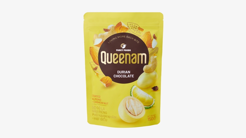 QN07 - Socola sau rieng phu hat hanh nhan-hat dieu/ Durian Chocolate Coated Almond-Cashew Nut