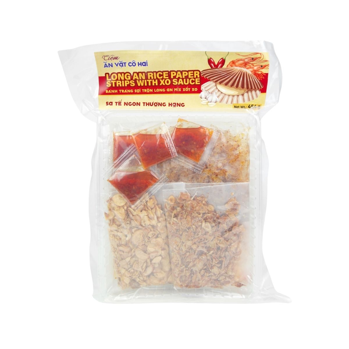 AVCH19 - Banh trang soi tron long an mix sot xo/Long An Rice Paper Strips With X.O Sauce* 454g x 25 Units