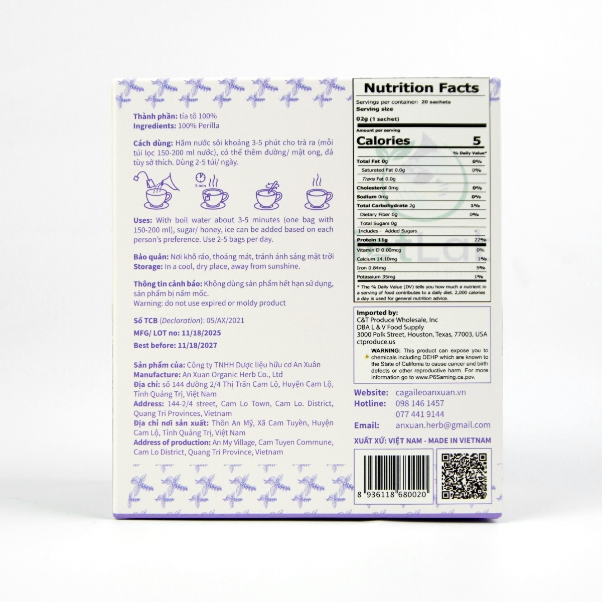 AX01 - Tra Tia To/ Perilla Tea