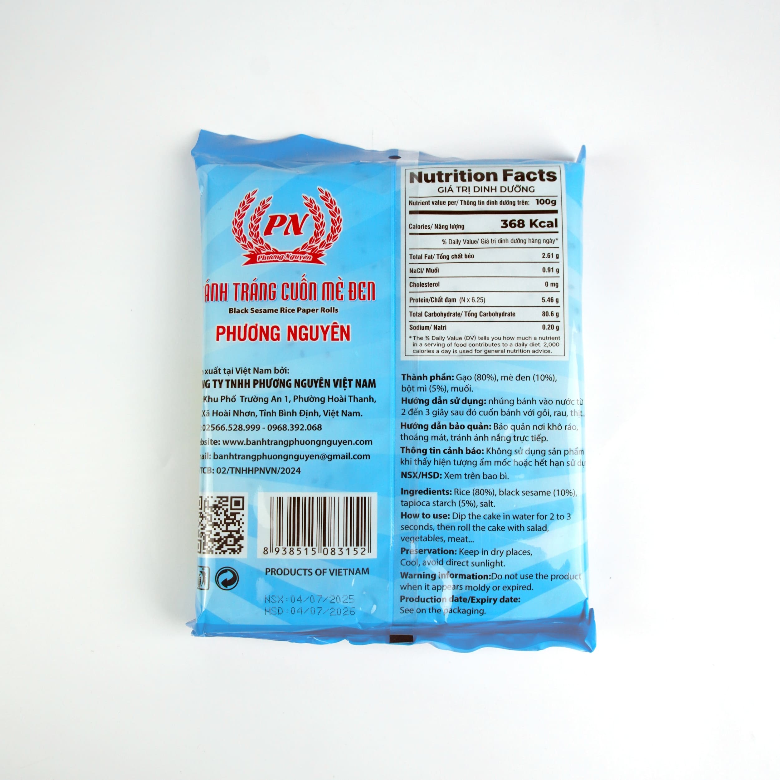 PN01 - Banh trang cuon me den/ Black sesame Rice Paper Rolls