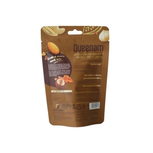 QN01 - (BLACK) Socola den phu caramel hanh nhan-hat dieu-mac ca/ Dark Chocolate Coated Caramel Almond-Cashew-Macadamia Nut