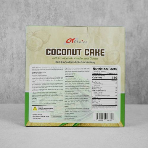 CT001 - Banh Dua Tan Da Ca De La Dua Sau Rieng / Coconut Cake With Ca De Paste, Pandan And Durian