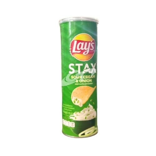LAY03 - Snack LAY'S STAX Khoai tay nuong vi Kem chua va Hanh tay/ LAY'S STAX Potato Snack with Sour Cream and Onions flavor