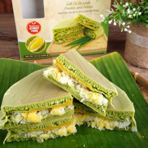 CT001 - Banh Dua Tan Da Ca De La Dua Sau Rieng / Coconut Cake With Ca De Paste, Pandan And Durian