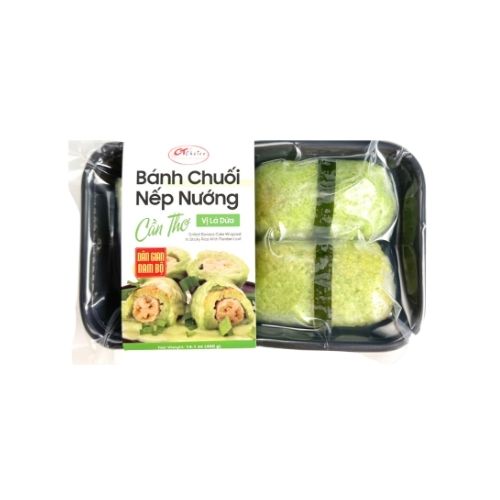 CTC43 - Chuoi Nep Nuong Vi La Dua / Grilled Banana Cake Wrapped In Sticky Rice With Pandan Leaf