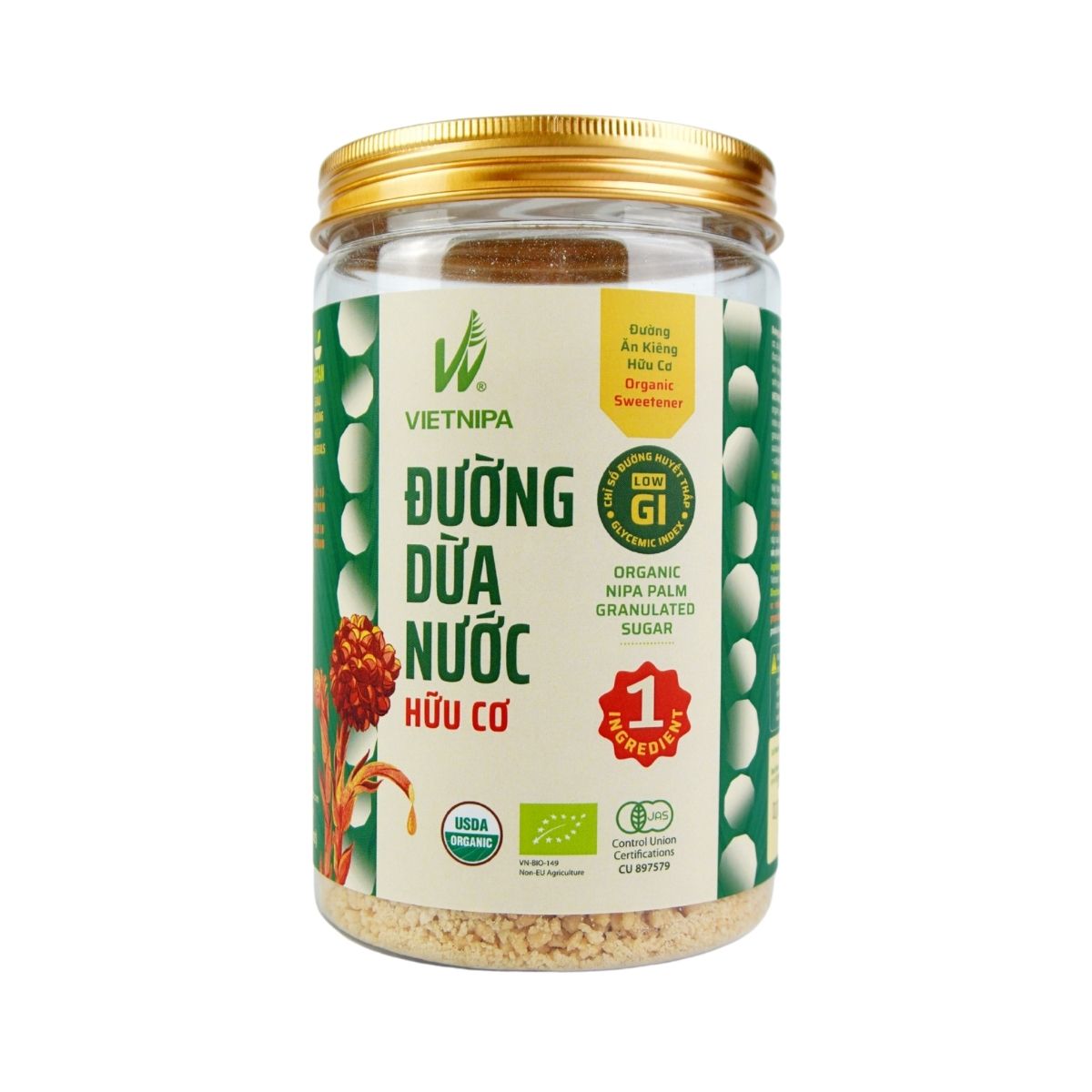 VNP01 - Duong nuoc dua huu co/ Organic Nipa Palm Granulated Sugar * 350g x 18 Units