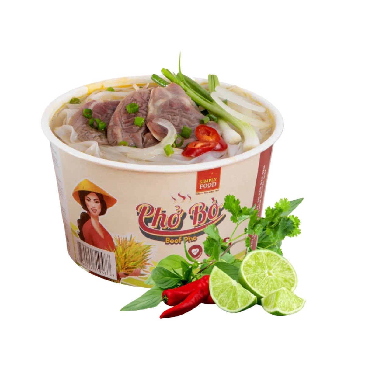 SIMPLY - (BOWL) Pho Bo / Instant Pho Rice Noodle Artificial Beef