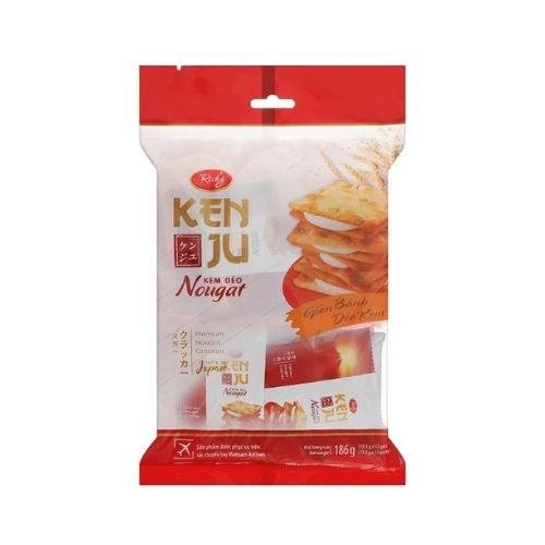 LNS223 KENJU Banh Kem Deo Nougat Cream Cracker 186g X 18 Bags