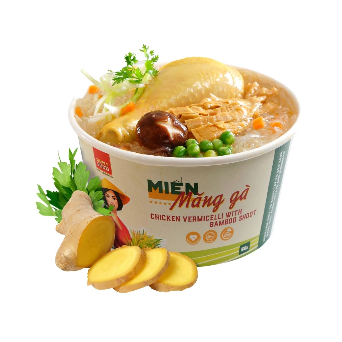 SIMPLY - Mien Mang Ga (BOWL) / Simply Instant Glass Noodles with Bamboo Shoot & Artificial Chicken (Bowl)